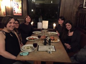 2 Seas 'reunion' dinner during the LBF. Fltr: Jena Fleiner, Chrysothemis Armefti, me, Giulia Trentacosti and Monica Calignano